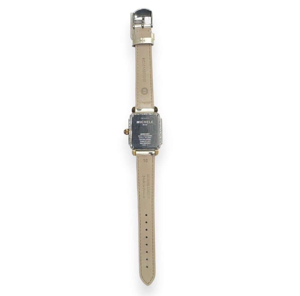 Rare MICHELE Deco Madison Mid Carousel Two-Tone Rainbow Topaz Diamond Watch - Picture 9 of 15